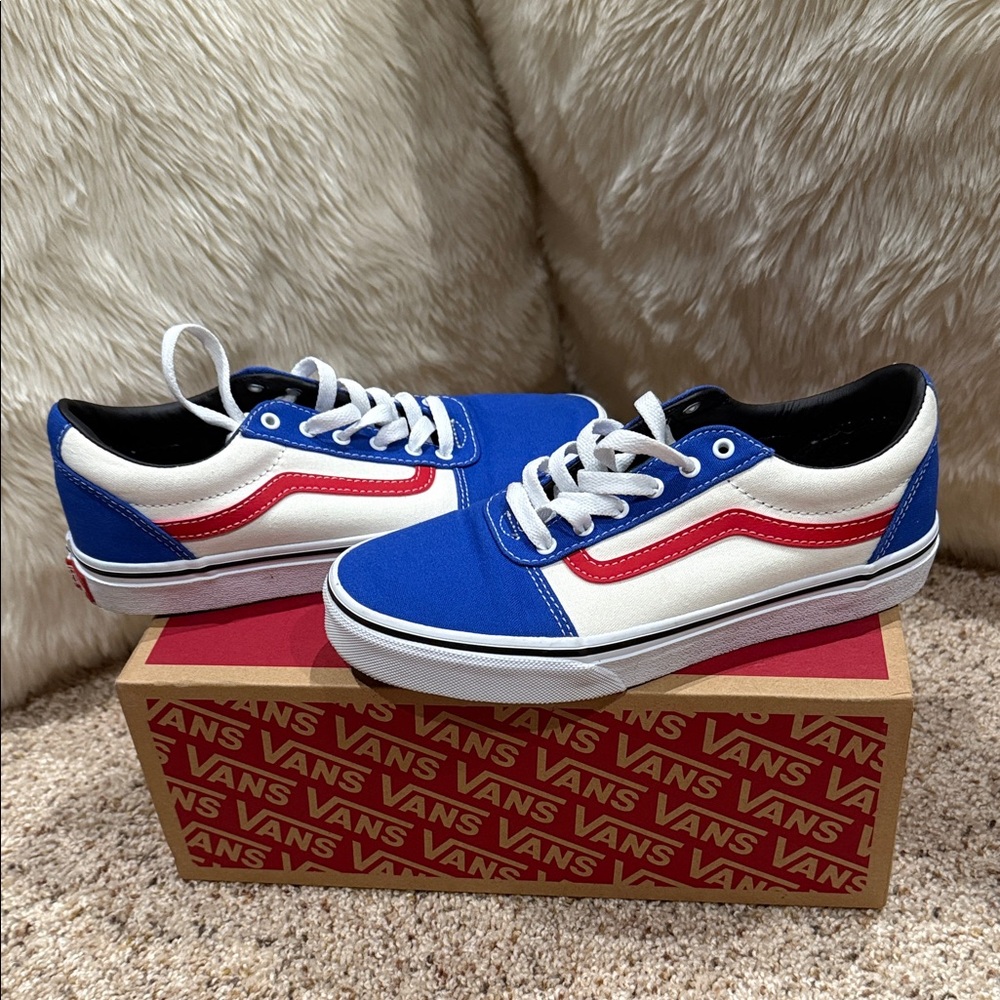 Vans Kids Sneakers in Blue, Red, and White